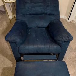 Blue Suede Recliner – Ashley Furniture