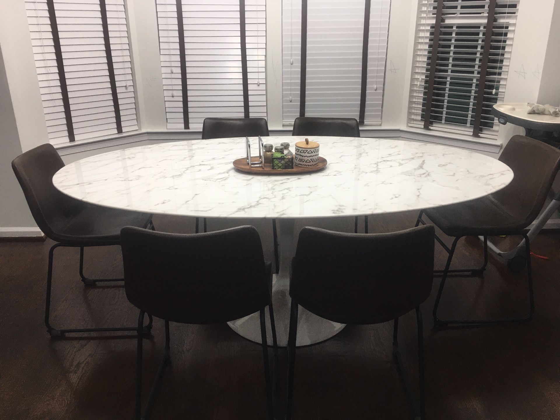 Faux marble dining table set