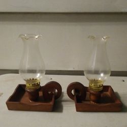 Wood And Glass Candle Holders