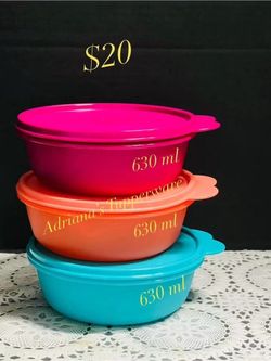 Tupperware Classic Round Bowl Container 650mil Set of 3 New