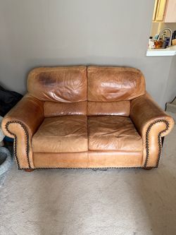 Brown Leather Loveseat (2 pair)