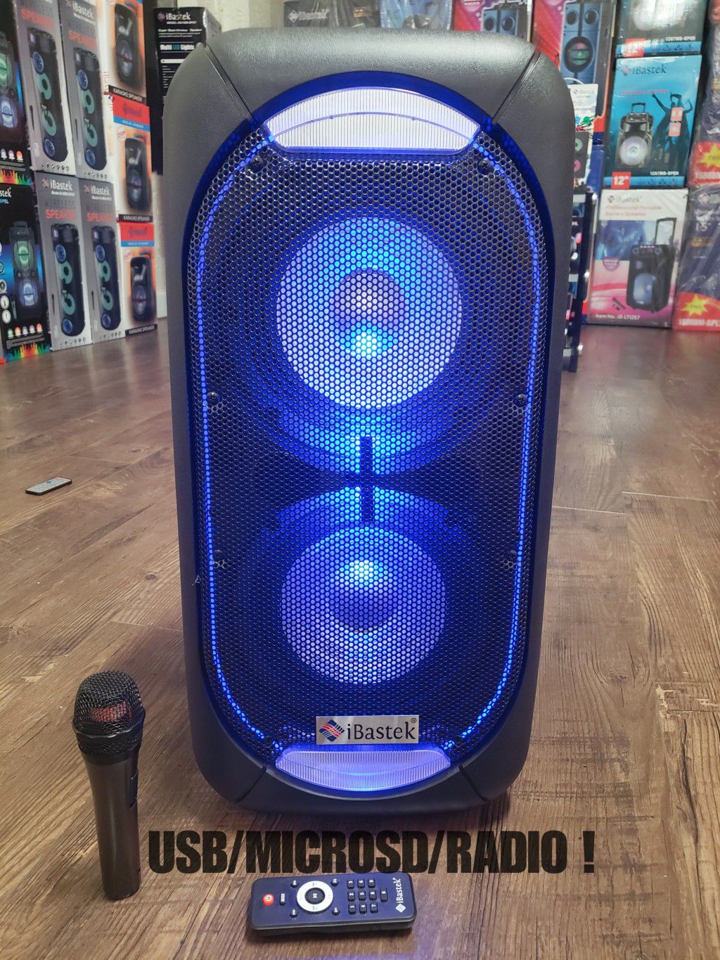 Bocina Bluetooth Nueva 🎵🎉 Profesional Speaker 2 x 8" WOOFERS 5800 WATTS 🔊 🔊 Rechargeable 🔋+++ 🎤 LED Lights PARTY 🎵🎉🔊