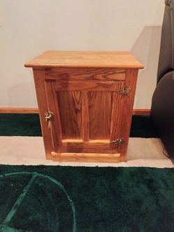 Solid oak storage table