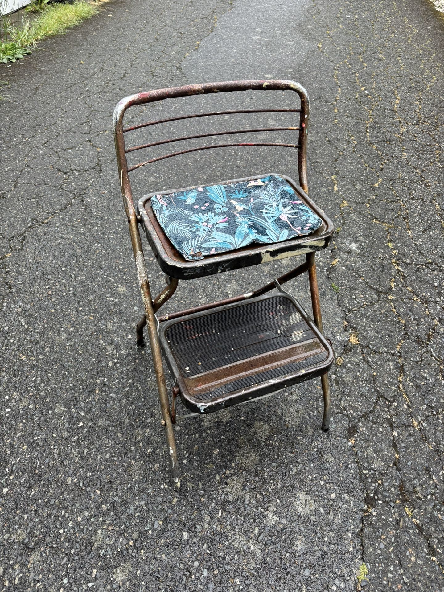 Vintage Metal Folding Step Stool