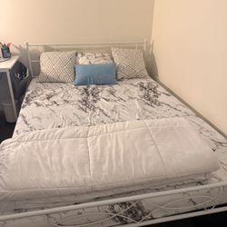 Full Sized Metal Bed frame And Mattress