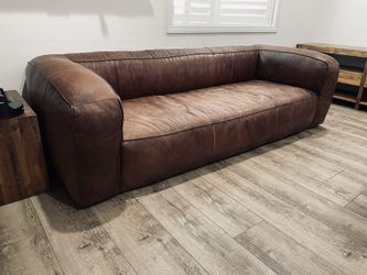 ARTICLE Cigar Genuine Rawhide Leather Sofa Couch. Just Cleaned & Conditioned. In Great Used Condition. (94”W x 40" Depth).