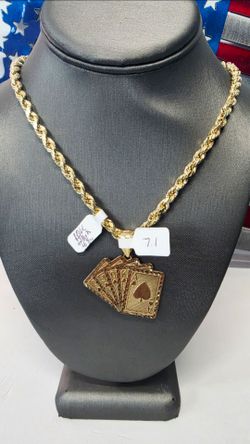 10k 26inch Hollow 4.8mm Rope Chain And 10k Pendant