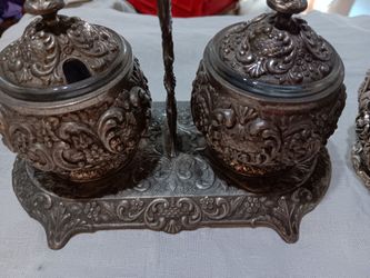 Harrison Fisher Silver Plated Tray w/Condiment Jars