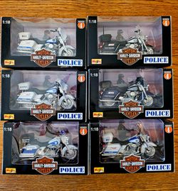 Maisto Harley-Davidson Series 4 Police Motorcycles 1:18 Scale Lot of 6 Vintage 1998 NIB