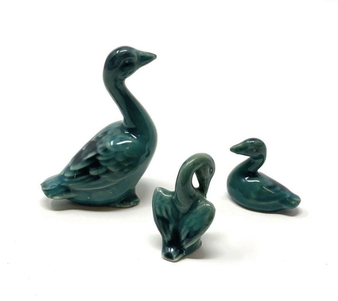Antique Miniature Duck Family Figurines