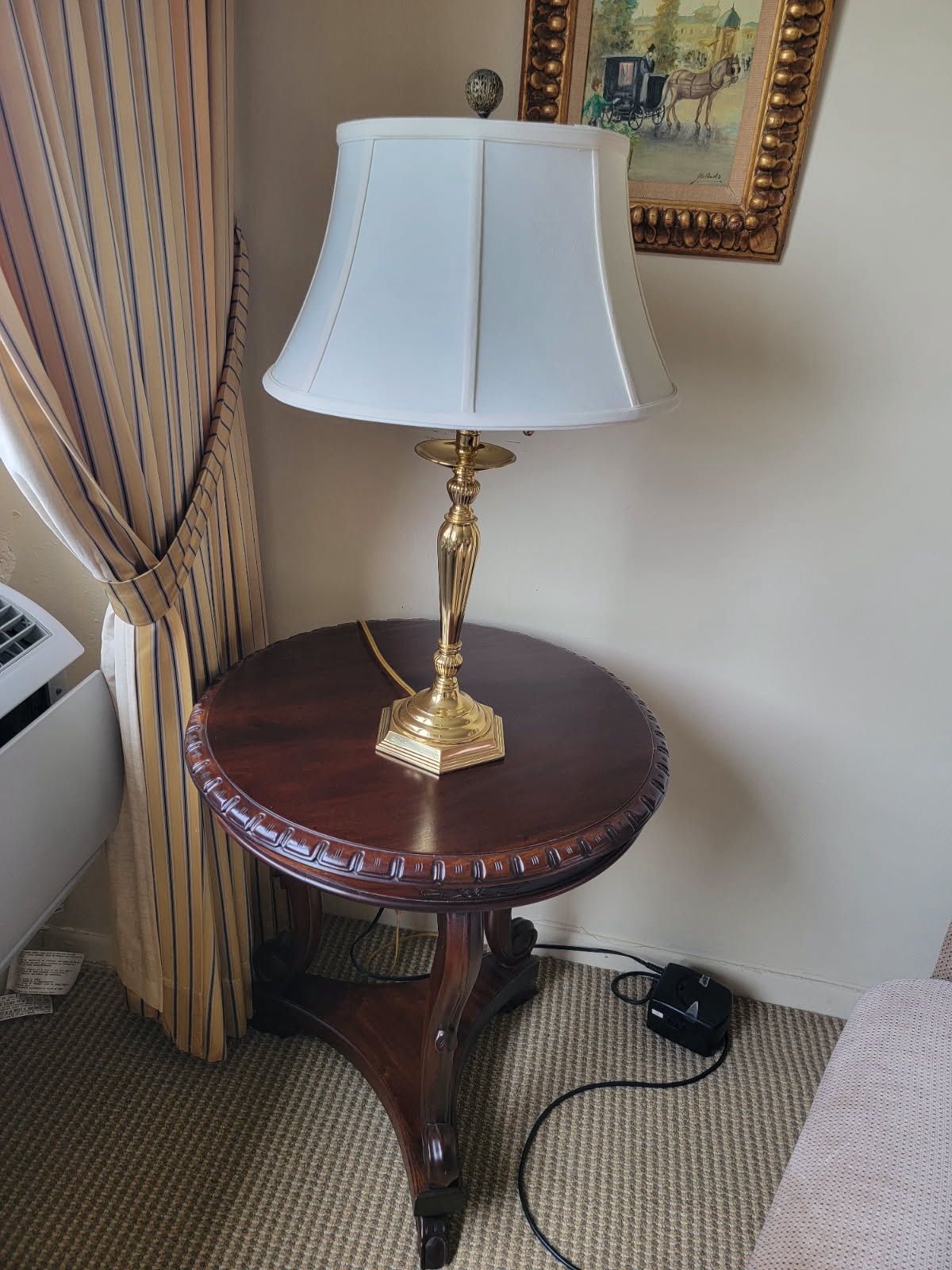 Wooden Side Table And Lamp