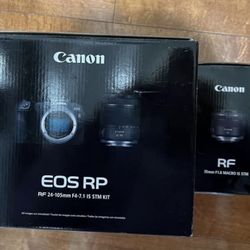 Canon EOS RP Mirrorless Camera with RF 24-105mm f/4-7.1 IS STM lens and RF 35mm F1.8 macro IS STM