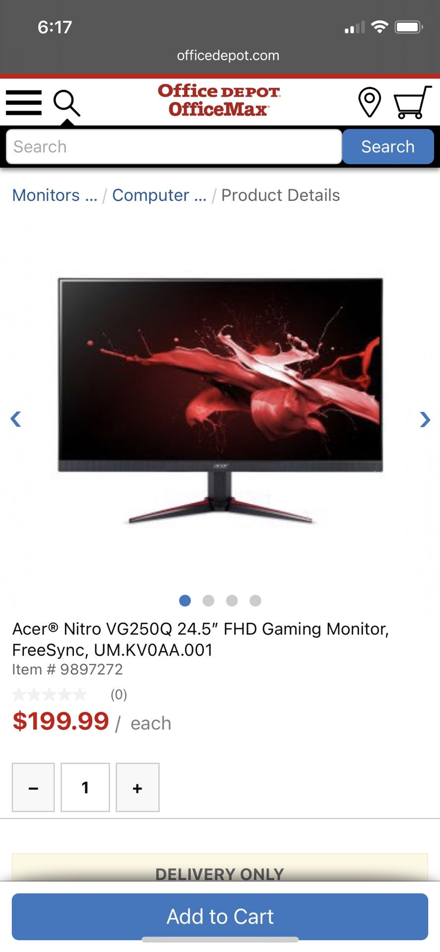 Acer Nitro 75hz 27” Monitor AMD Freesync