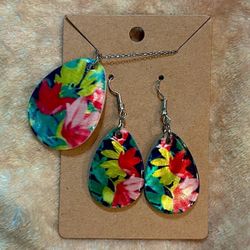 Silver 925 Floral Matching Necklace and Earrings