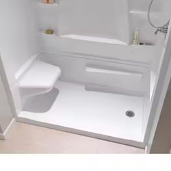 A000680A Delta Classic 500 Left Seat 60 in. W x 17.13 in. H 3-Piece Direct-to-Stud Alcove Shower Wall Surround in High Gloss White
