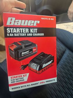 Brand new never opened bauer starter kit battery an charger 20v