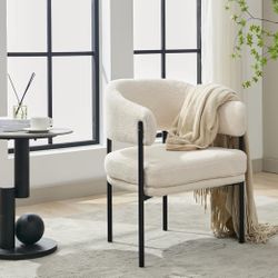 New Modern Sherpa Accent Chair, Barrel Arm Chair for Living Room, Comfy Reading Chair Corner Chair for Bedroom, Office(set Of 2)