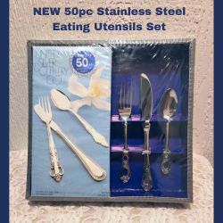 NEW 50pc STAINLESS STEEL EATING UTENSILS SET
