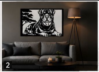 Black and White Dog  Metal Wall Art
