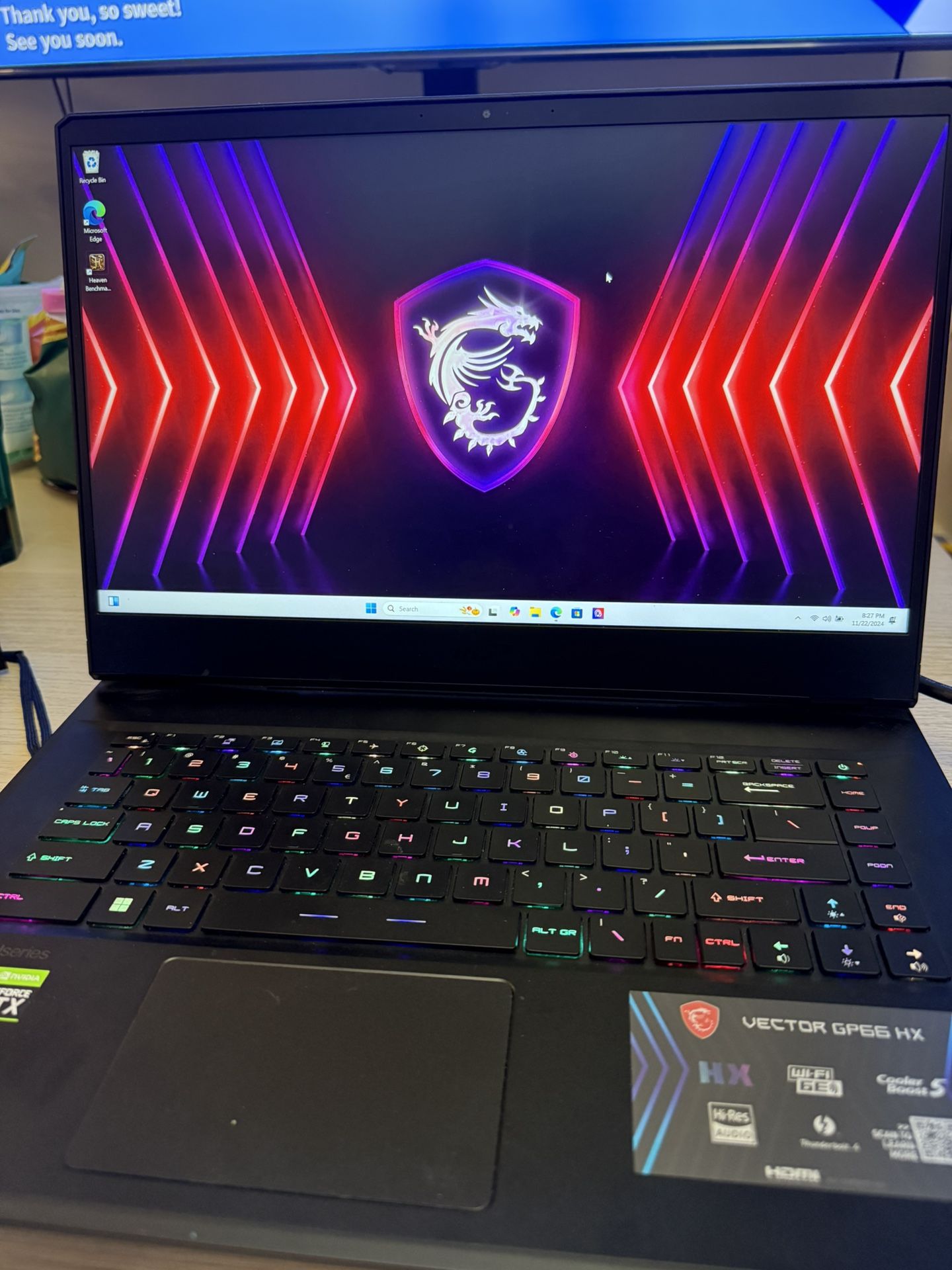 MSI 2k 165hz gaming laptop i7 12800h 3070ti 32gb ram 1tb ssd