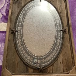 Brown western wooden mirror