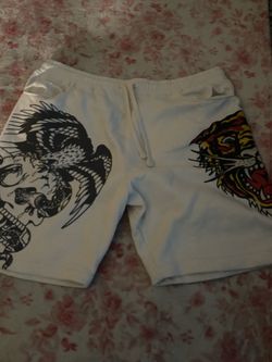 Ed Hardy white sweat shorts