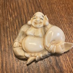 Buddha Brooch, hand carved Signed By The Artist