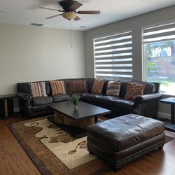 Leather Sectional Couch & Ottoman