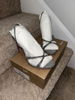 NEW Louboutin Silver Emilie 100 Sandal Heels - 38.5 or 8.5