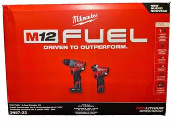 Milwaukee 3497-22 M12 FUEL 12V Cordless Li-Ion 2-Tool Combo Kit w/ 2 Batteries