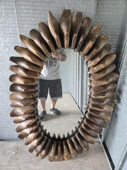 Wooden Oval Mirror