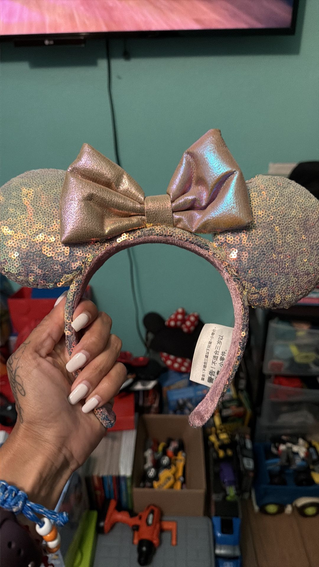 Minnie pink sequins ears