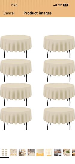 BRILLMAX  10 Pack Beige Round Tablecloths 90 Inch for 60" Tables 150 GSM Polyester Fabric, 15" Standard Drop, Water, Stain & Wrinkle Resistant Cloth C
