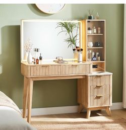 Vanity with light and drawers