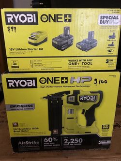 RYOBI ONE PLUS HP BRAD NAILER & 18V LITHIUM BATTERY