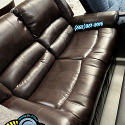 Brown Recliner Couch Love Seat New Leather Cafe Oscuro