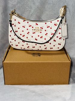 Coach White Cherry Print Shoulder Bag