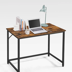 VASAGLE Computer Desk, Office Work Desk, 39.4 x 19.7 x 29.9 Inches, for Study, Bedroom, Home Office, Living Room, Rustic Brown and Ink Black ULWD41X