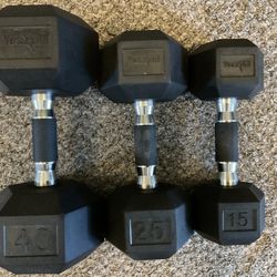 Set Of 3 Barbells (15, 25, 40 Lbs) Barely Used - Pickup In Mesa
