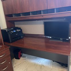 FREE!  FREE!Charcoal Gray Solid Wood Desk, Hutch And Printer