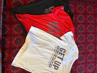 3 Men’s Graphic T-Shirts – Black, Red & White – Size M