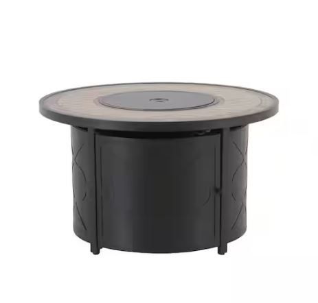 Hampton Bay Bowbridge Black Steel Outdoor Patio Fire Pit Table