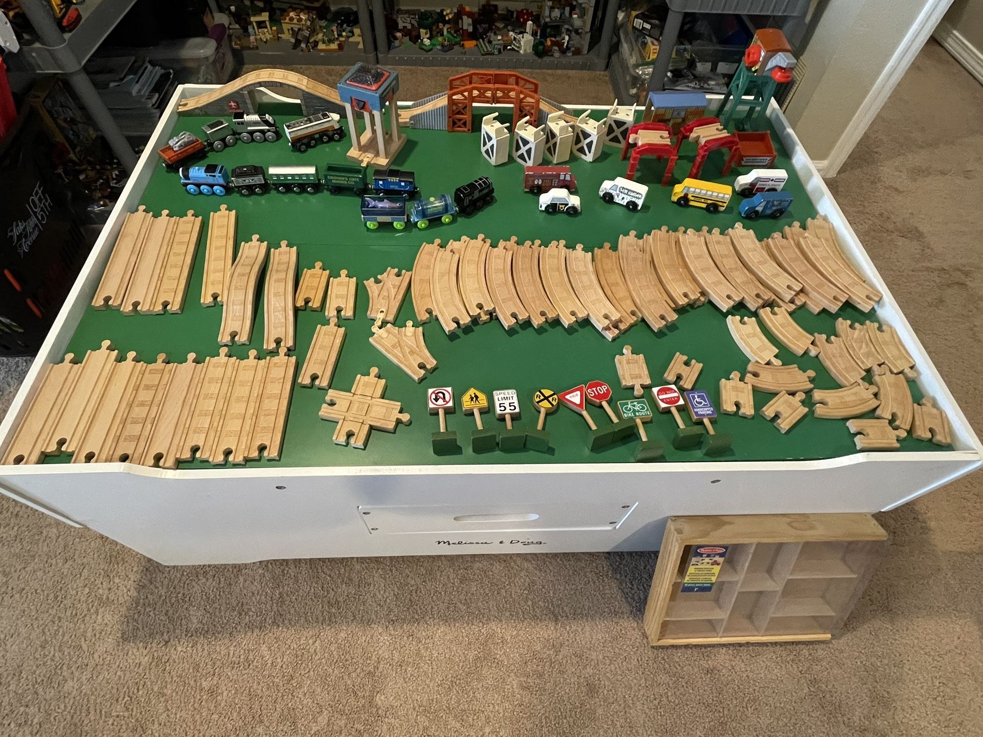 Train Table w/Tracks, Trains, and Accessories 