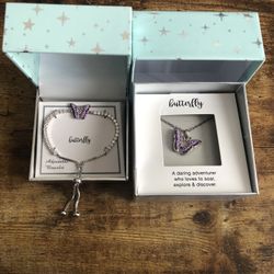 Brand new never used Butterfly necklace and bracelet combo