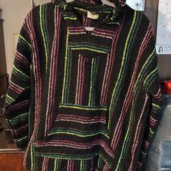 Vibrant Striped Baja Hoodie/Poncho