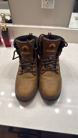 Brahma Steel Toe Work Boots, Men's Size 9 – Brown Leather, Clean, No Smell