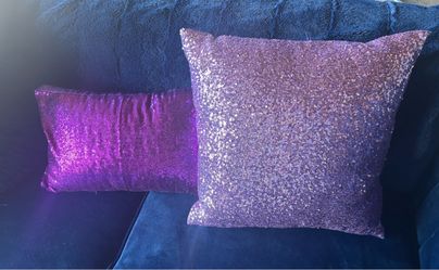 Purple Sequin Throw Pillows Set of 2