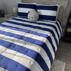 Navy And White Stripes Comforter And Shams