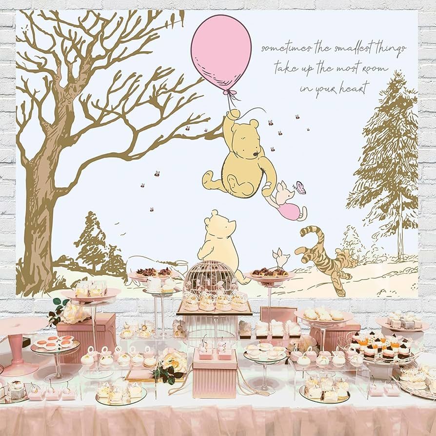 Winnie The Pooh Baby Shower Items !! 6 Pictures, Frames And Backdrop New