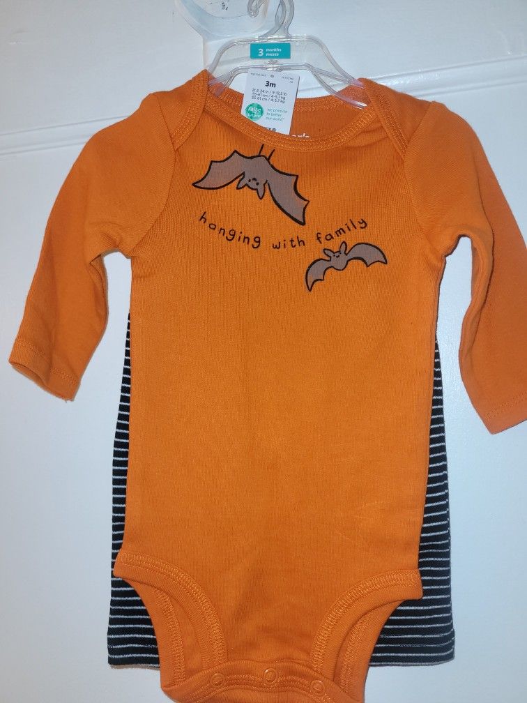 Halloween Outfit. Black Striped Pants. Orange Long Sleve. Bats. Baby Boy Outfit. Trajecito De Bebe Para Niño